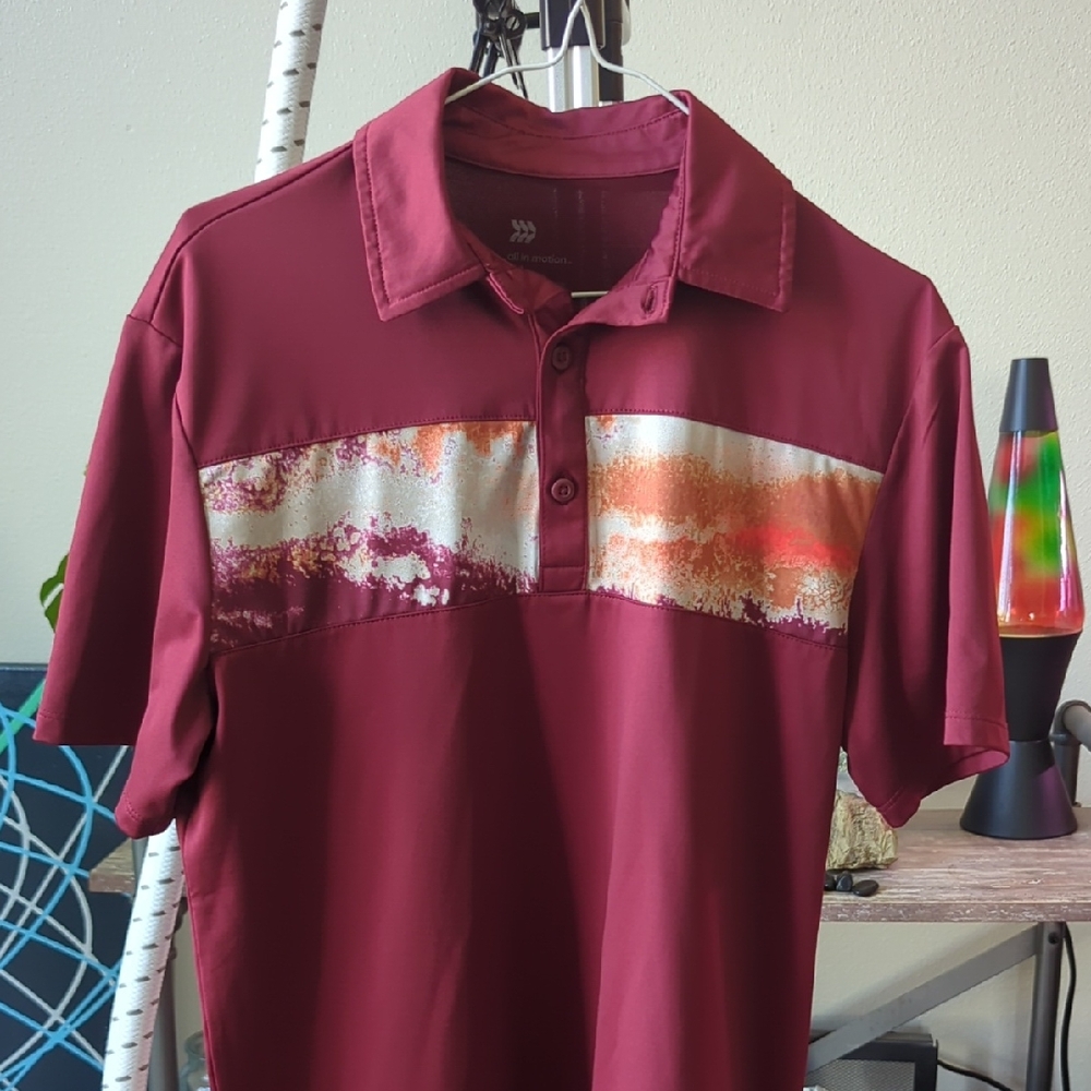All in Motion Red and Orange Polo Shirt with Classic Design